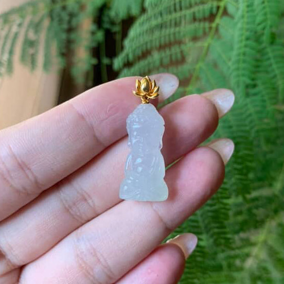 "Live" Natural Icy Baby Buddha Jadeite Jade Pendant (10/02/25)