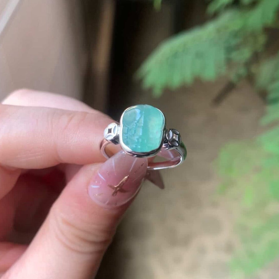 "Live" 18k White Gold Custom Pixiu Ring Gold Setting