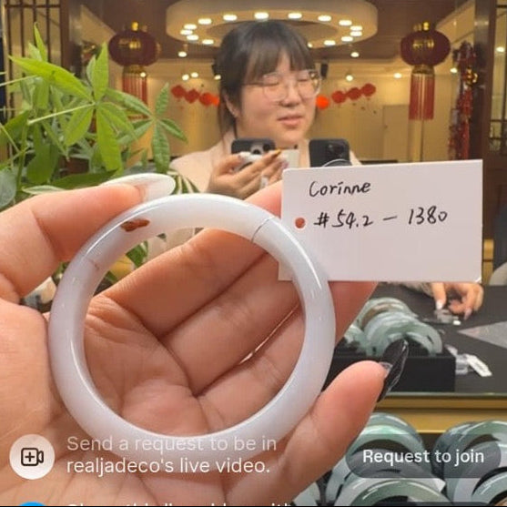 "Live" Natural Light Lavender Jadeite Jade Comfort Fit Bangle (03/06/26)