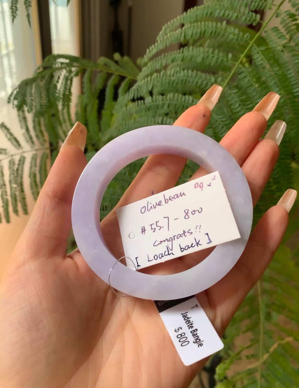 "Live" Natural Vixen Lavender Jadeite Jade Bangle Bracelet (06/08/26)