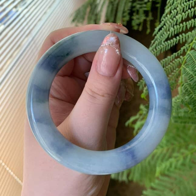 "Live" Natural High End Icy Smooth Texture Jadeite Jade Tradition Round Bangle (GIA Included/ Resizing) (09/17/25)