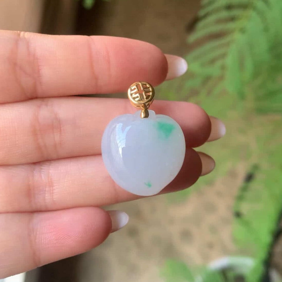 "Live" 18K Yellow Gold Custom Peach Pendant Simple Bail