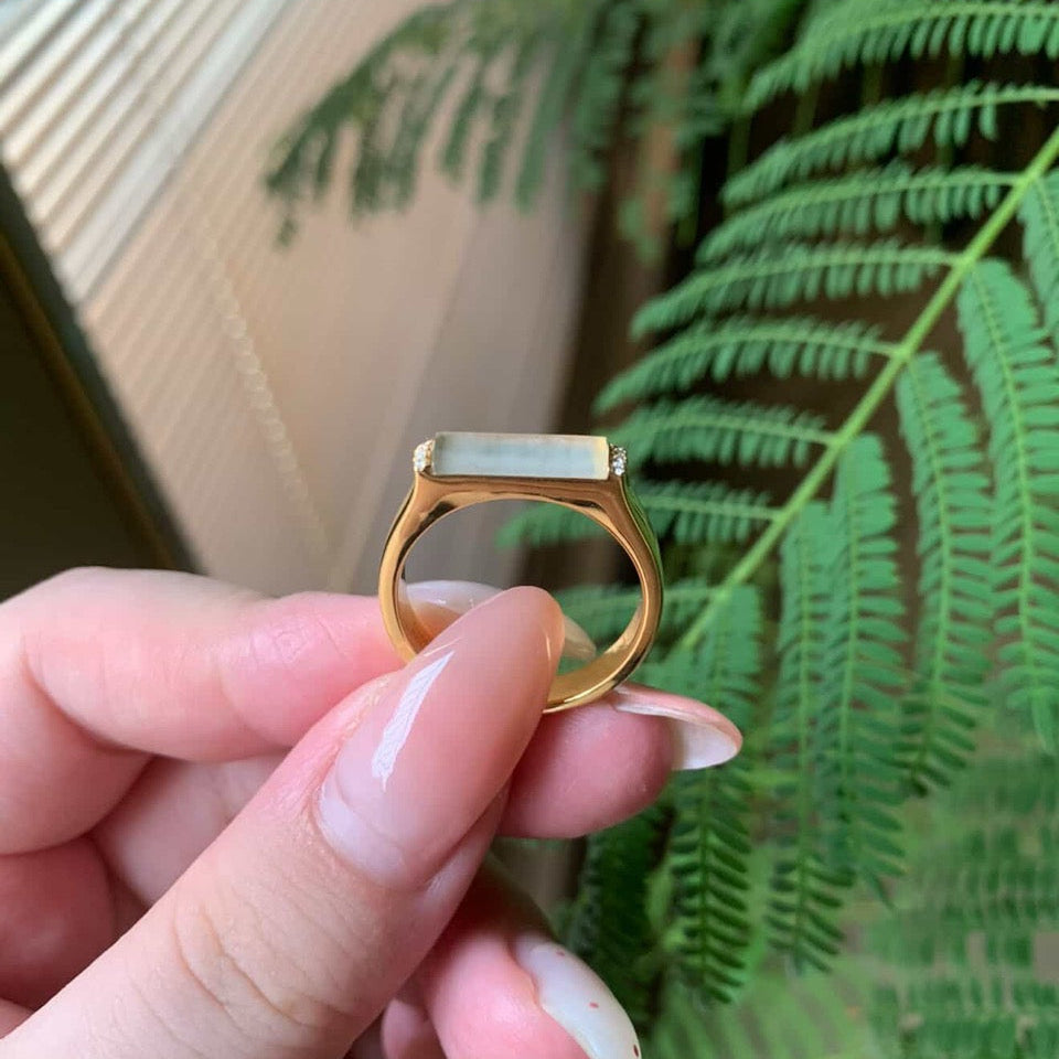 "Live" 18K Yellow Gold Resize Icy And Red Bar Rings Extra Gold