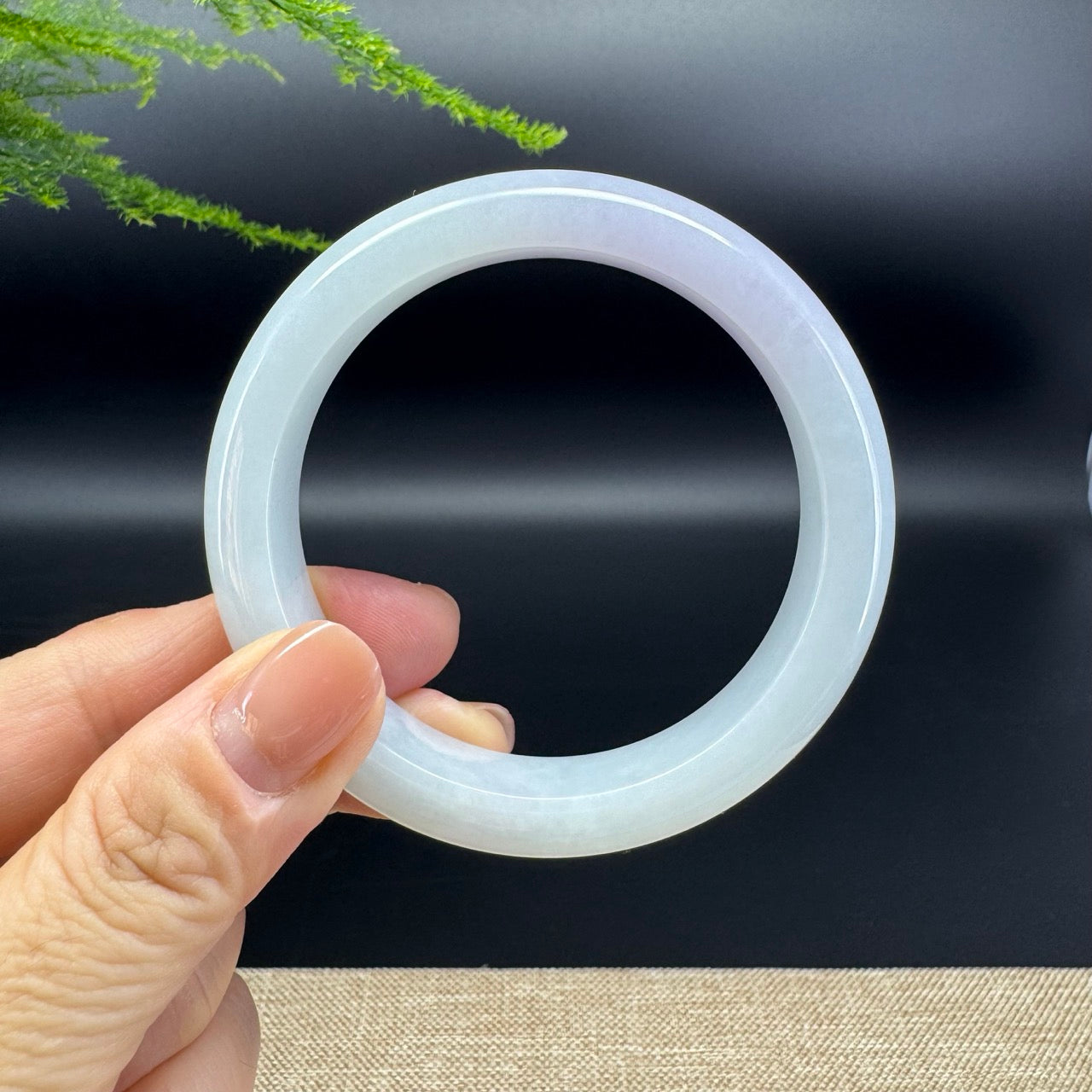 Genuine Burmese Lavender Green Jade Jadeite Bangle Bracelet ( 56.5mm )