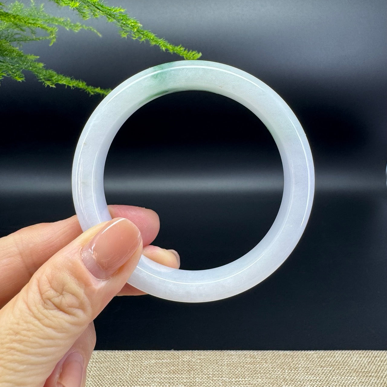 Genuine Burmese Lavender Green Jade Jadeite Bangle Bracelet ( 56.7mm )