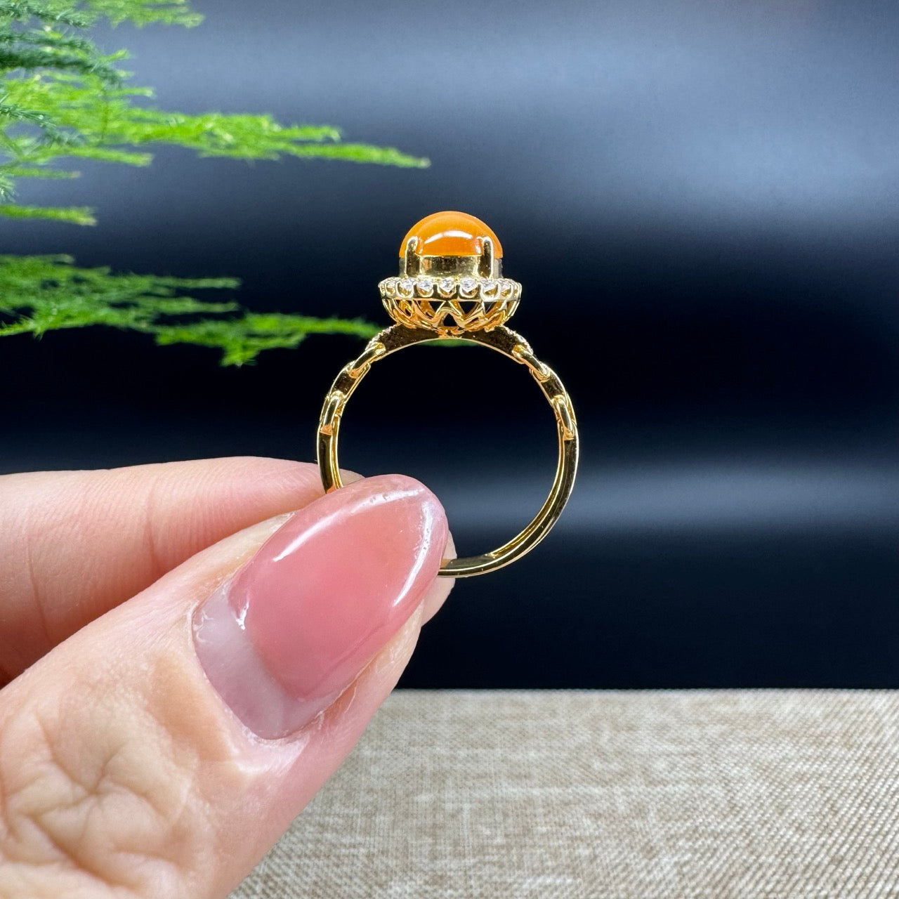 RealJade® "Signature Signet" 18K Yellow Gold Honey Yellow Jadeite Jade Classic Ring