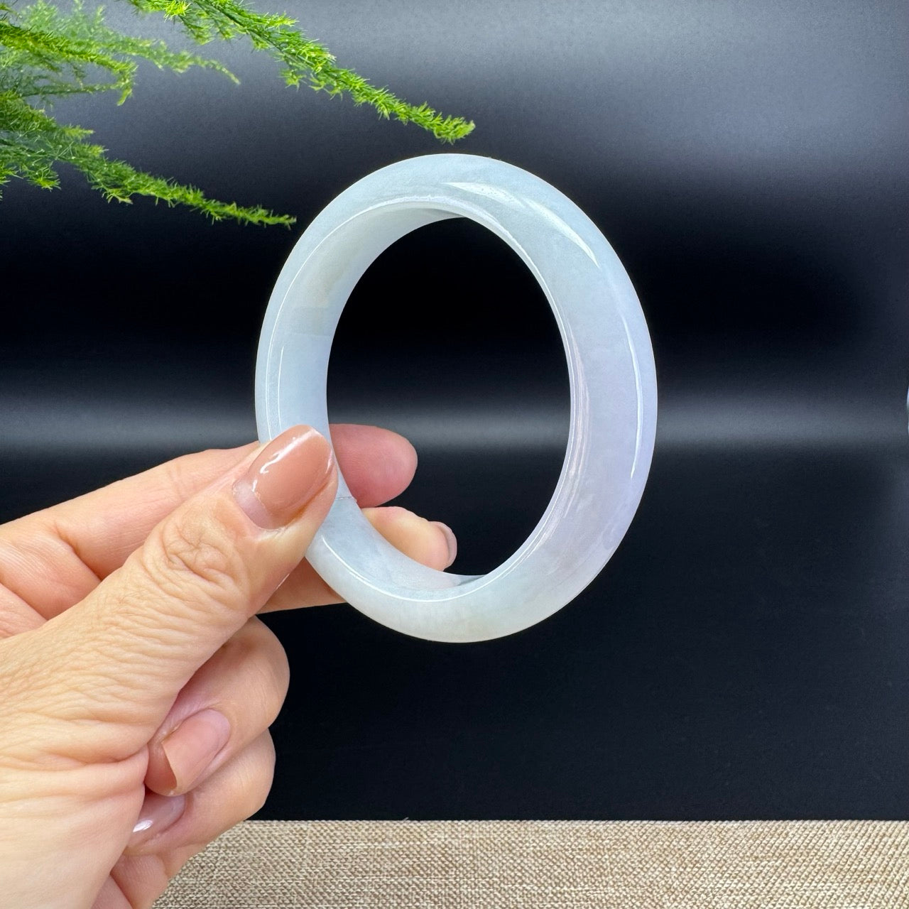 Genuine Burmese Lavender Green Jade Jadeite Bangle Bracelet ( 56.4mm )