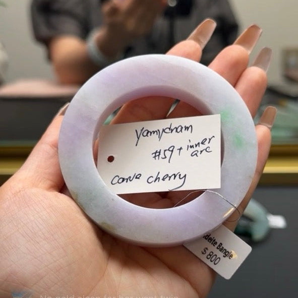 "Live" Natural Lavender Green Jadeite Jade Comfor Fit Bangle(Carving,Final)(06/07/2026)