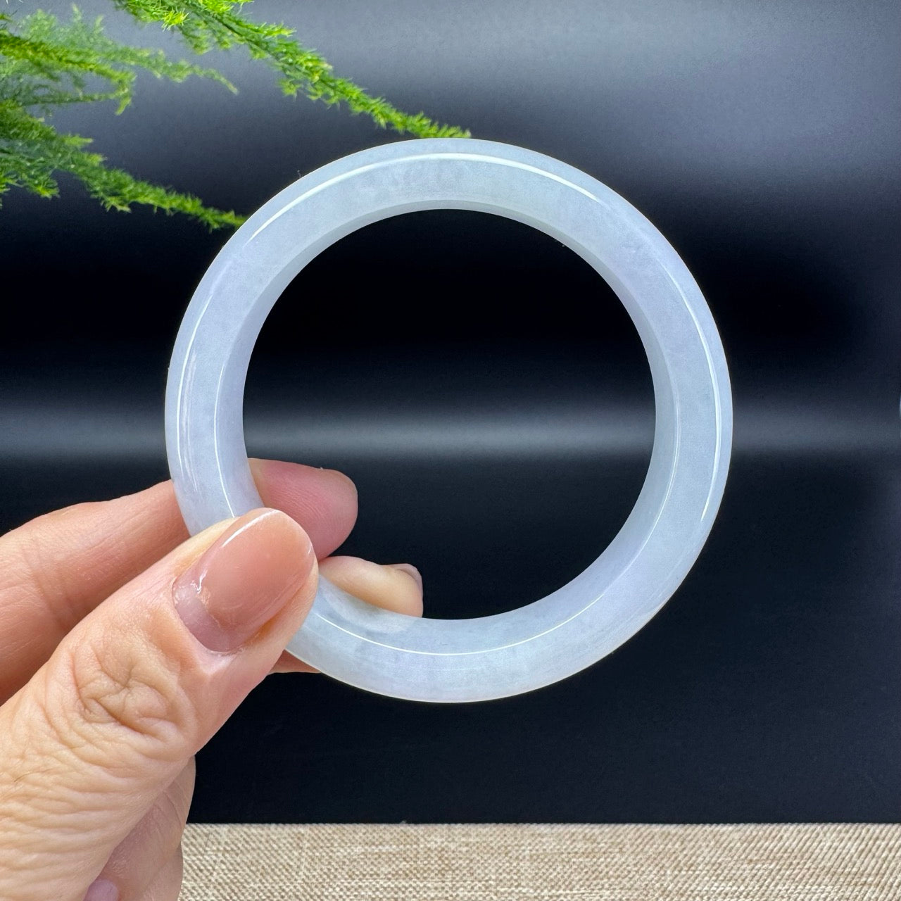 Genuine Burmese Lavender Green Jade Jadeite Bangle Bracelet ( 56.1mm )