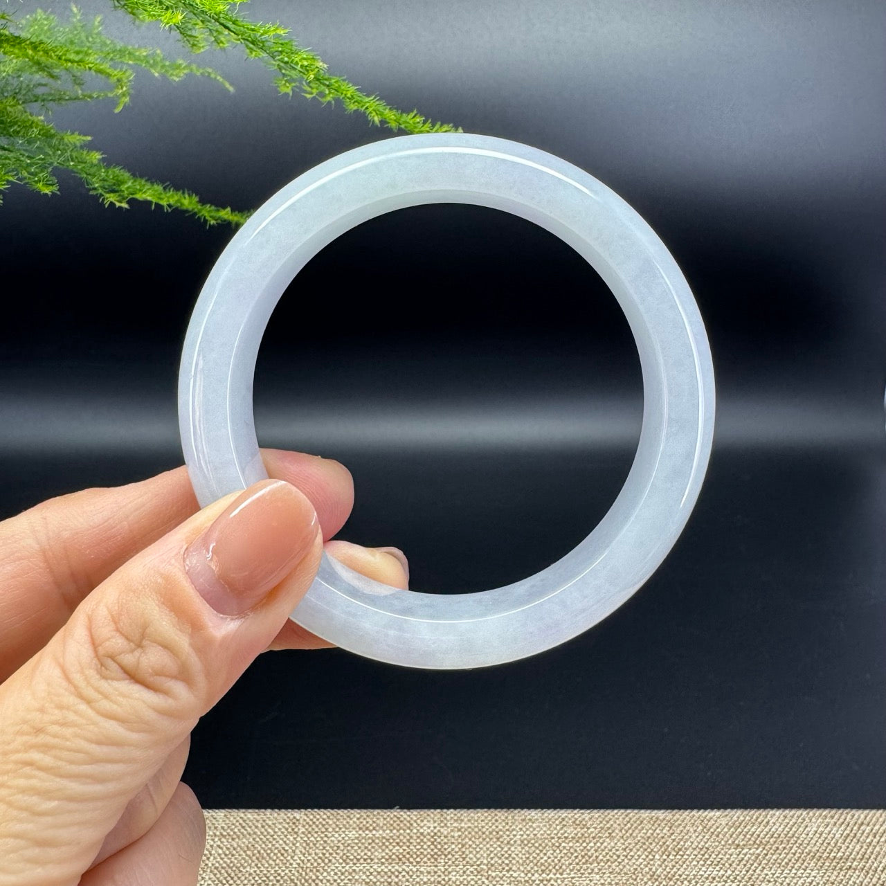 Genuine Burmese Lavender Green Jade Jadeite Bangle Bracelet ( 56.1mm )