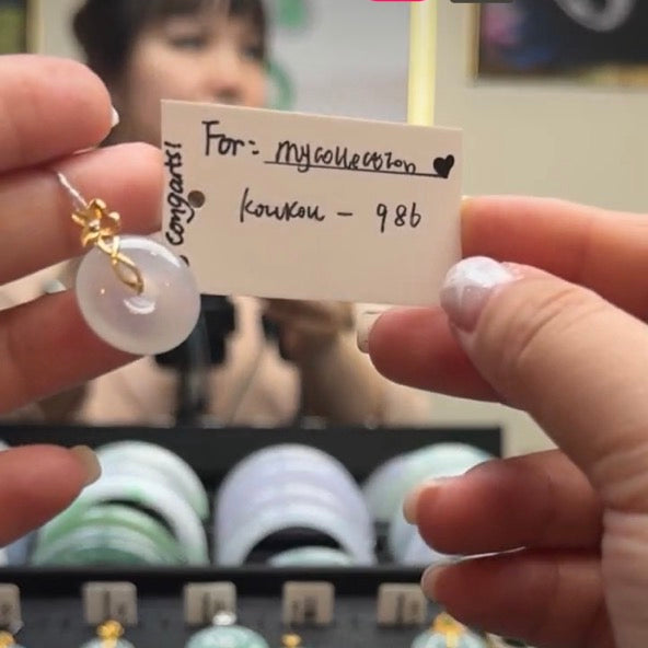 "Live" Natural 18k Icy Jadeite Jade KouKou Pendant(03/28/26)