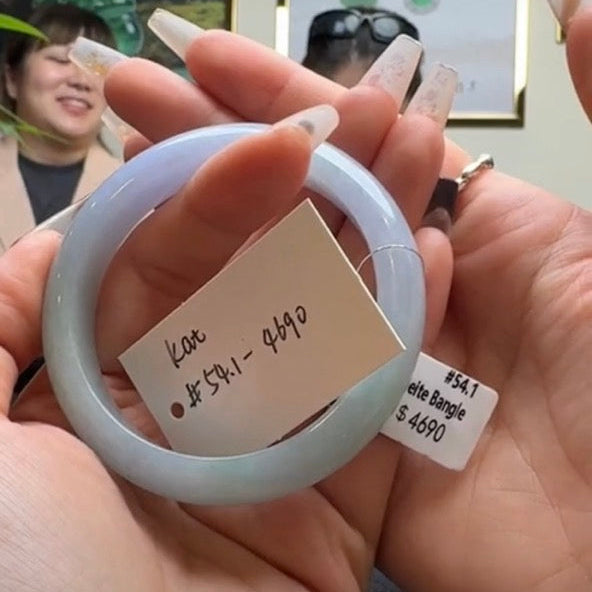 "Live" Natural Lavender&Green Jadeite Jade Comfort-Fit Bangle(03/29/26)