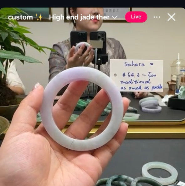 "Live" Natural Lavender Green Jadeite Jade Traditional Bangle(Final)(06/14/2026)