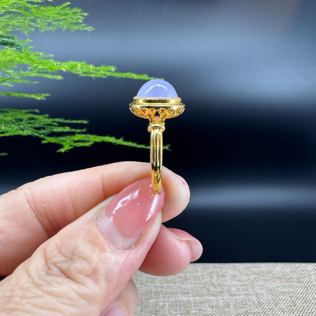 RealJade® "Signature Signet" 18K Yellow Gold  Lavender Jadeite Jade Classic Ring