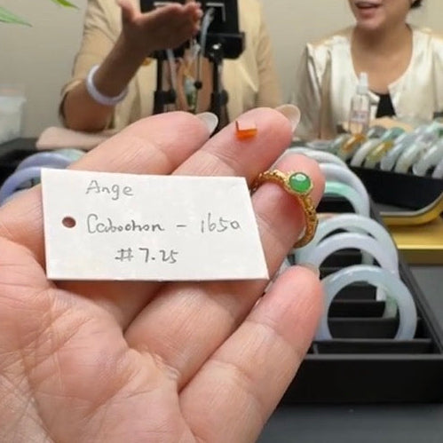 "Live" Natural 18K Yellow Gold Red Jadeite Jade Ring (04/05/26)