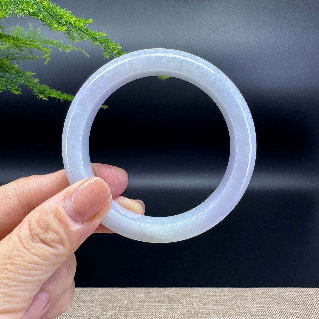 Genuine Burmese Lavender Green Jade Jadeite Bangle Bracelet ( 56.4mm )