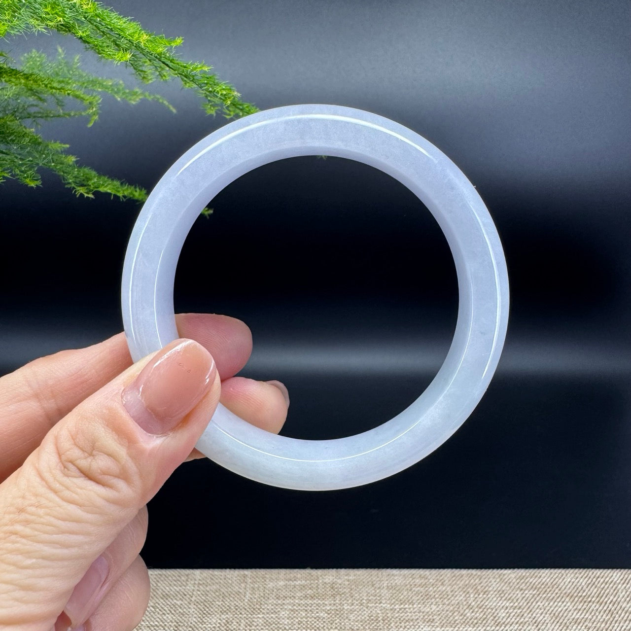 Genuine Burmese Lavender Green Jade Jadeite Bangle Bracelet ( 56.2mm )