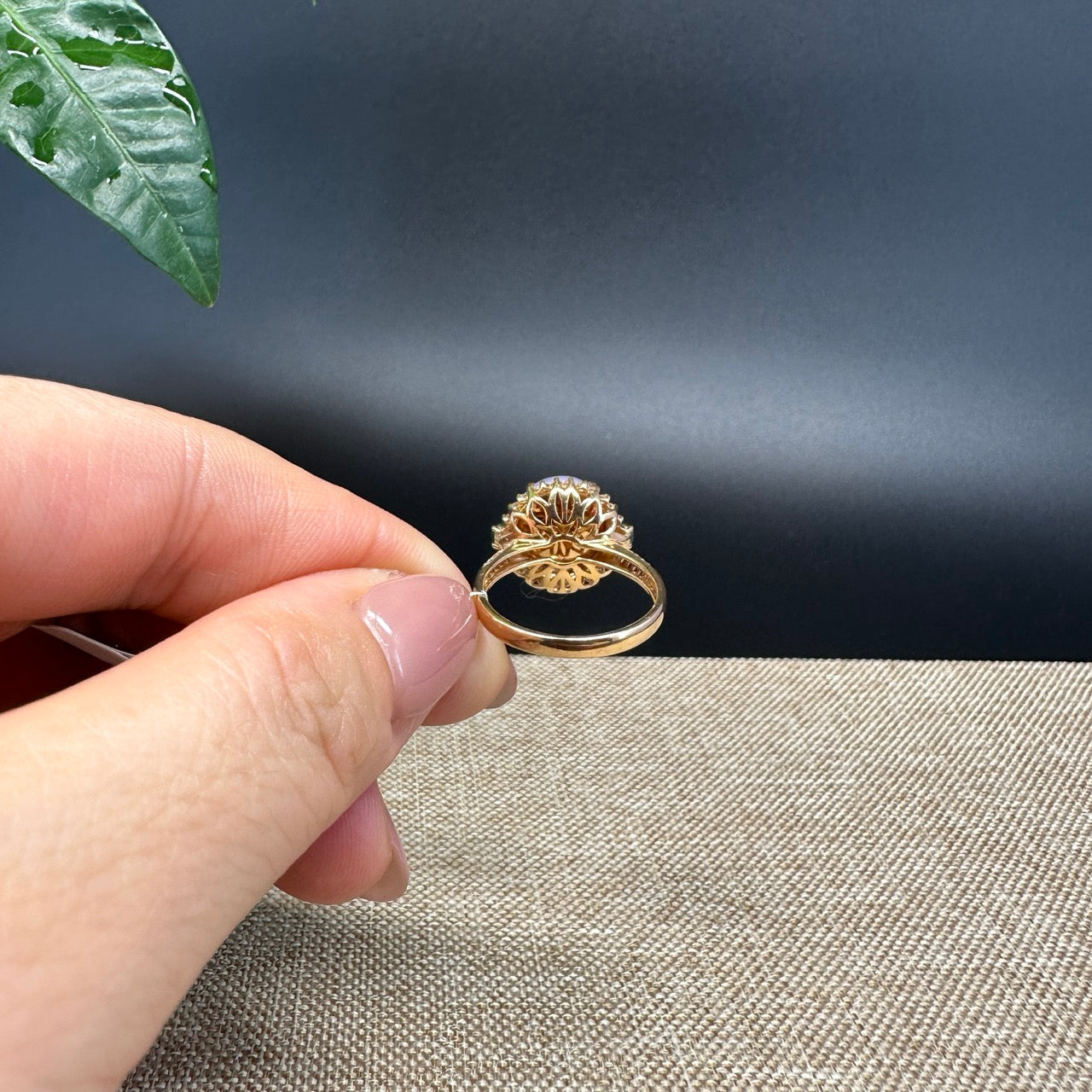 RealJade® "Amelie" 18k Yellow Gold Natural Lavender Jadeite Engagement Ring With Diamonds