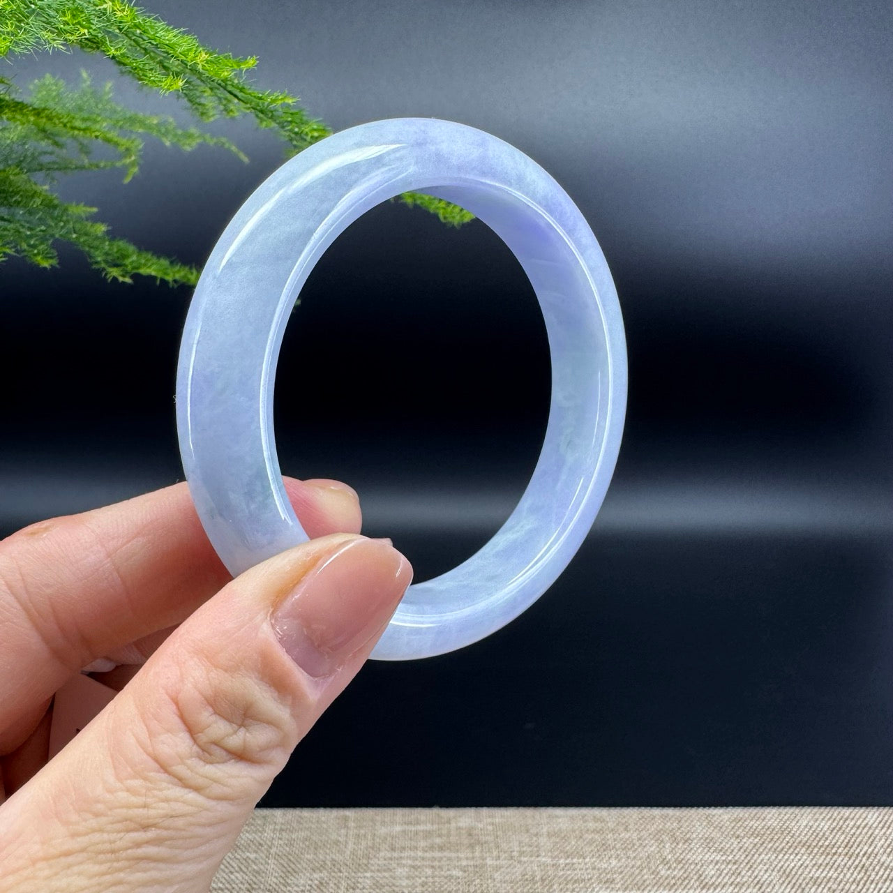Genuine Burmese Lavender Green Jade Jadeite Bangle Bracelet (56.1mm)