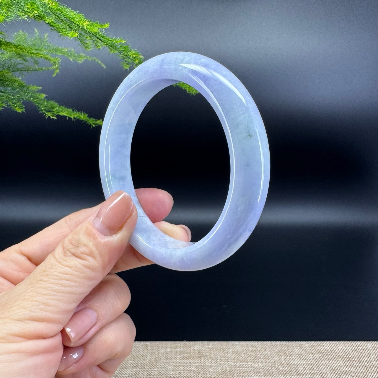Genuine Burmese Lavender Green Jade Jadeite Bangle Bracelet (56.1mm)
