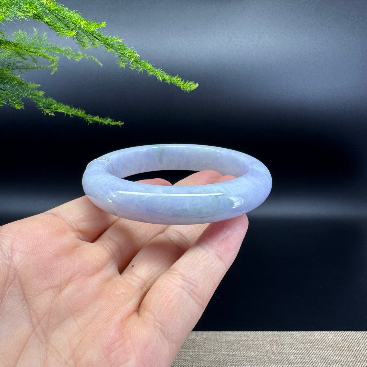 Genuine Burmese Lavender Green Jade Jadeite Bangle Bracelet (56.1mm)