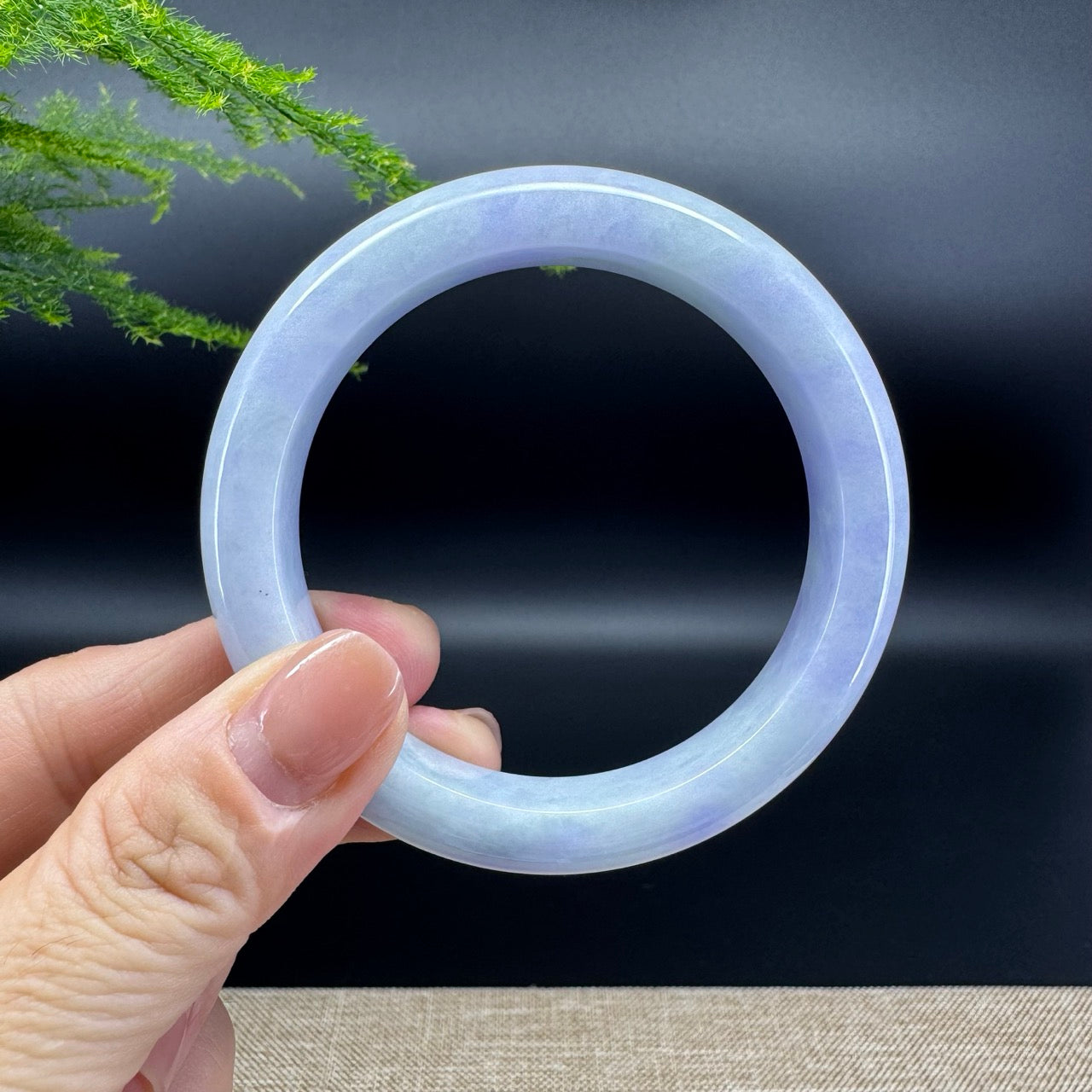 Genuine Burmese Lavender Green Jade Jadeite Bangle Bracelet (56.1mm)
