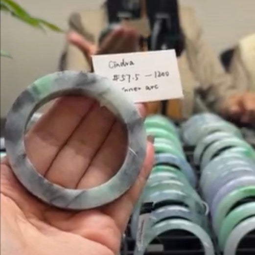 "Live" Natural Wuji Green Jadeite Jade Bangle(04/12/26)
