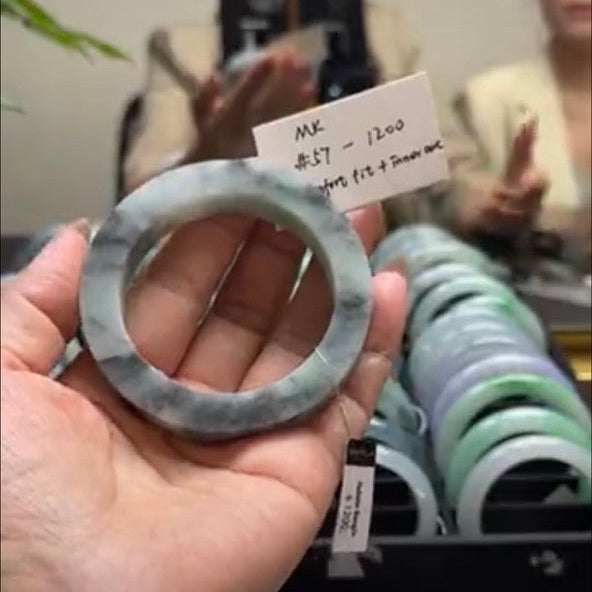 "Live" Natural Wuji Green Jadeite Jade Bangle(04/12/26)