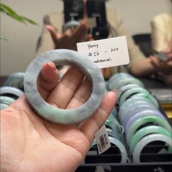 "Live" Natural Wuji Green Jadeite Jade Bangle(04/12/26)