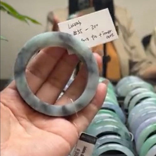 "Live" Natural Wuji Green Jadeite Jade Bangle(04/12/26)