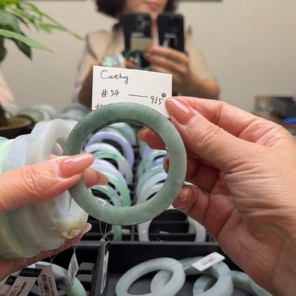 "Live" Natural Forest Green Jadeite Jade Bangle(04/17/26)