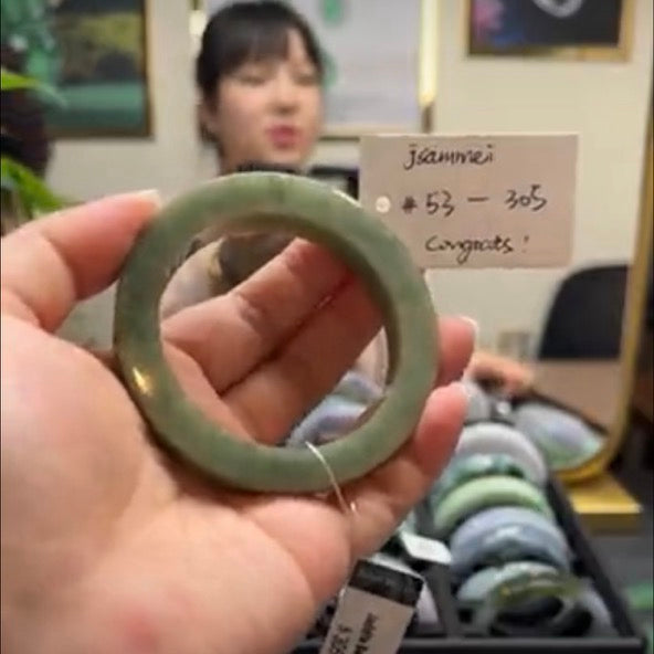 "Live" Natural Oil Green Jadeite Jade Bangle (04/25/26)