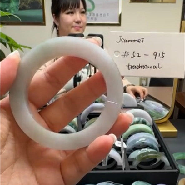 "Live" Natural Light Lavender Green Jadeite Jade Bangle (04/25/26)