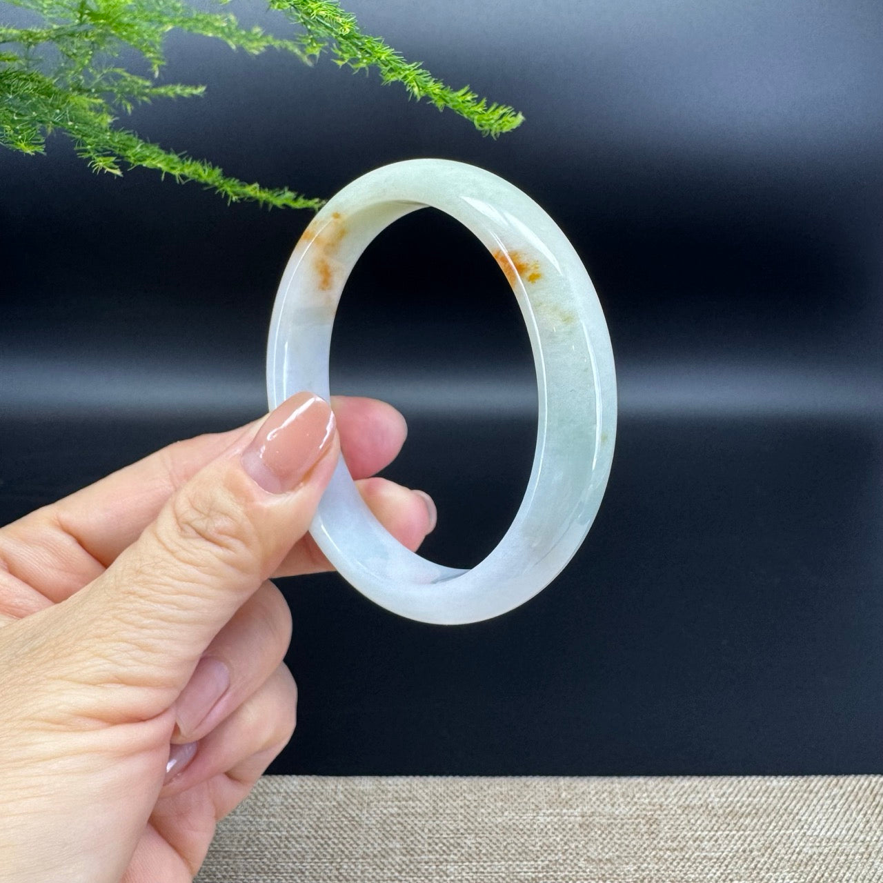 Genuine Burmese Yellow Green Jade Jadeite Bangle Bracelet ( 56.9mm )