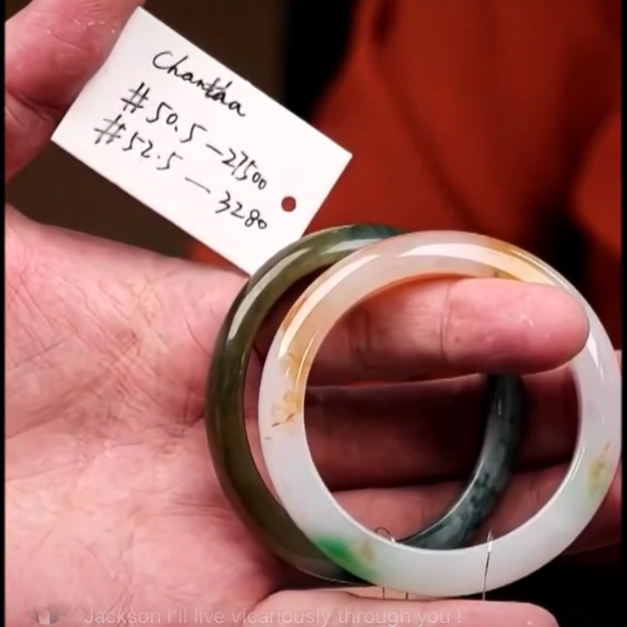 "Live" Seaweed & Hazel Honey Natural Jadeite Jade Comfort Fit Oval Bangle (12/06/2025)