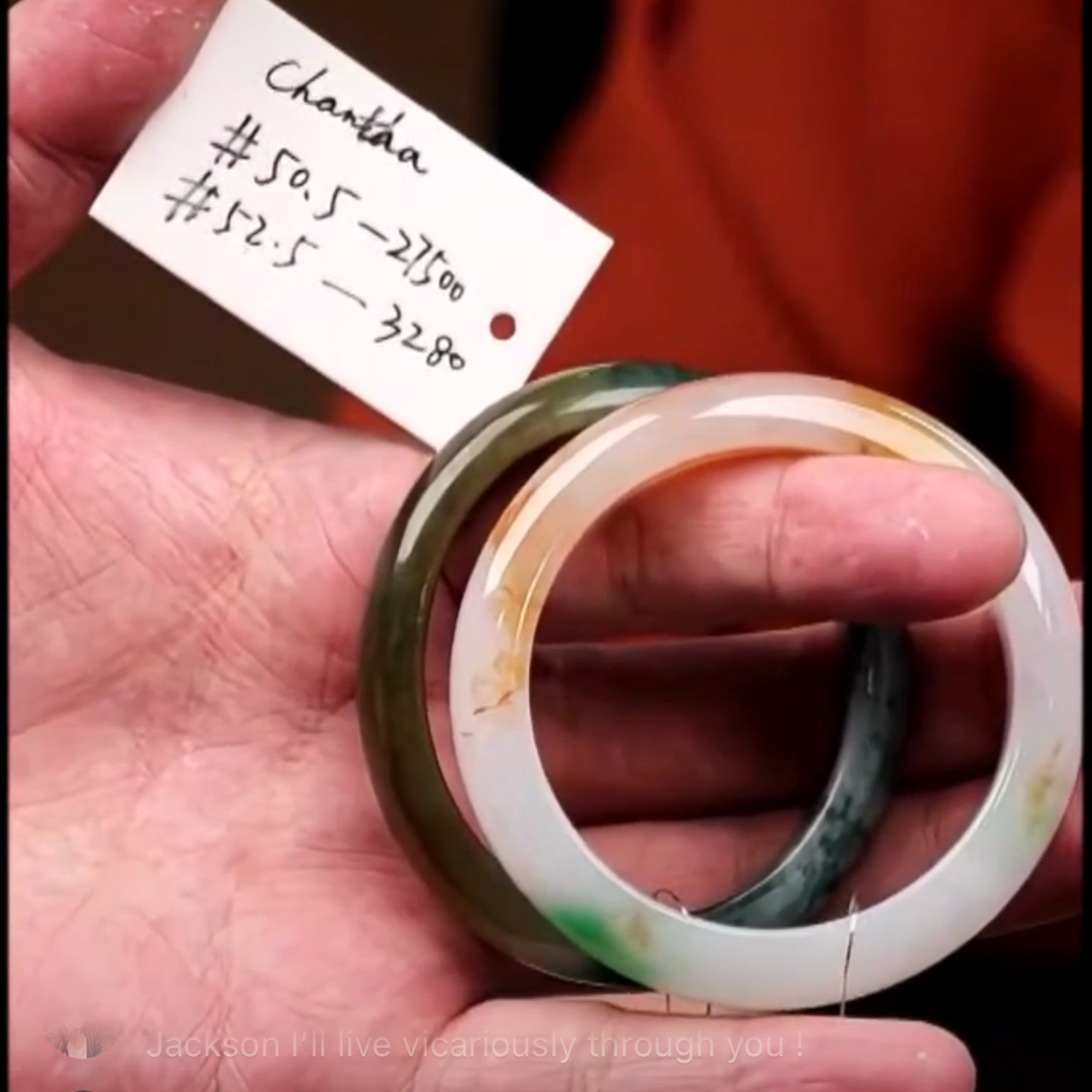 "Live" High End Icy Koi Fish Fu Lu Shou Natural Jadeite Jade Comfort Comfort Fit Bangle (12/06/2025)