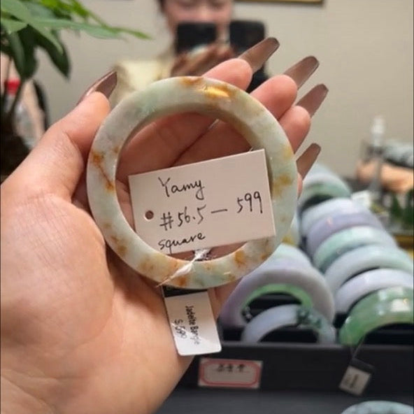 "Live" Natural  Sajin Green Jadeite Jade Comfort Bangle (05/03/26)