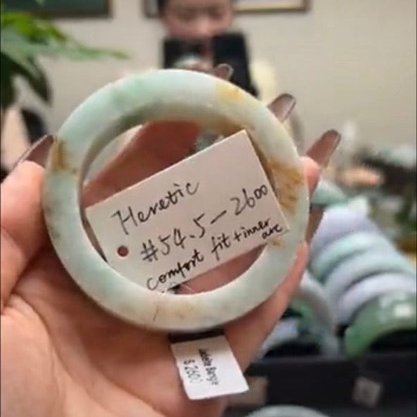"Live" Natural  Sajin Green Jadeite Jade Comfort Bangle (05/03/26)