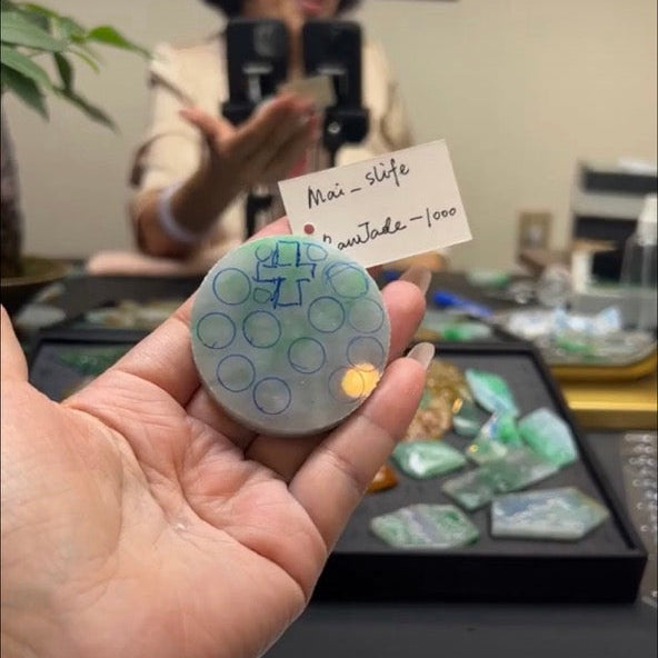"Live" Natural Light Green Jadeite Jade Inner Pencake (05/10/26)