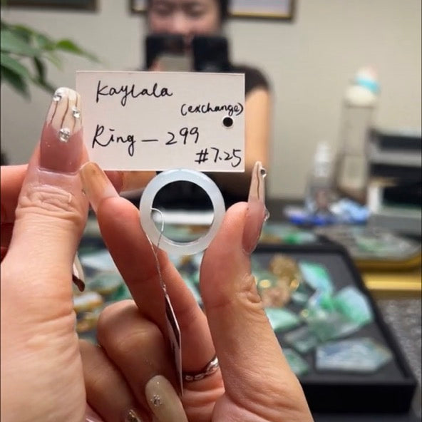 "Live" Natural Icy Green Jadeite Jade Finger Bangle (05/10/26)