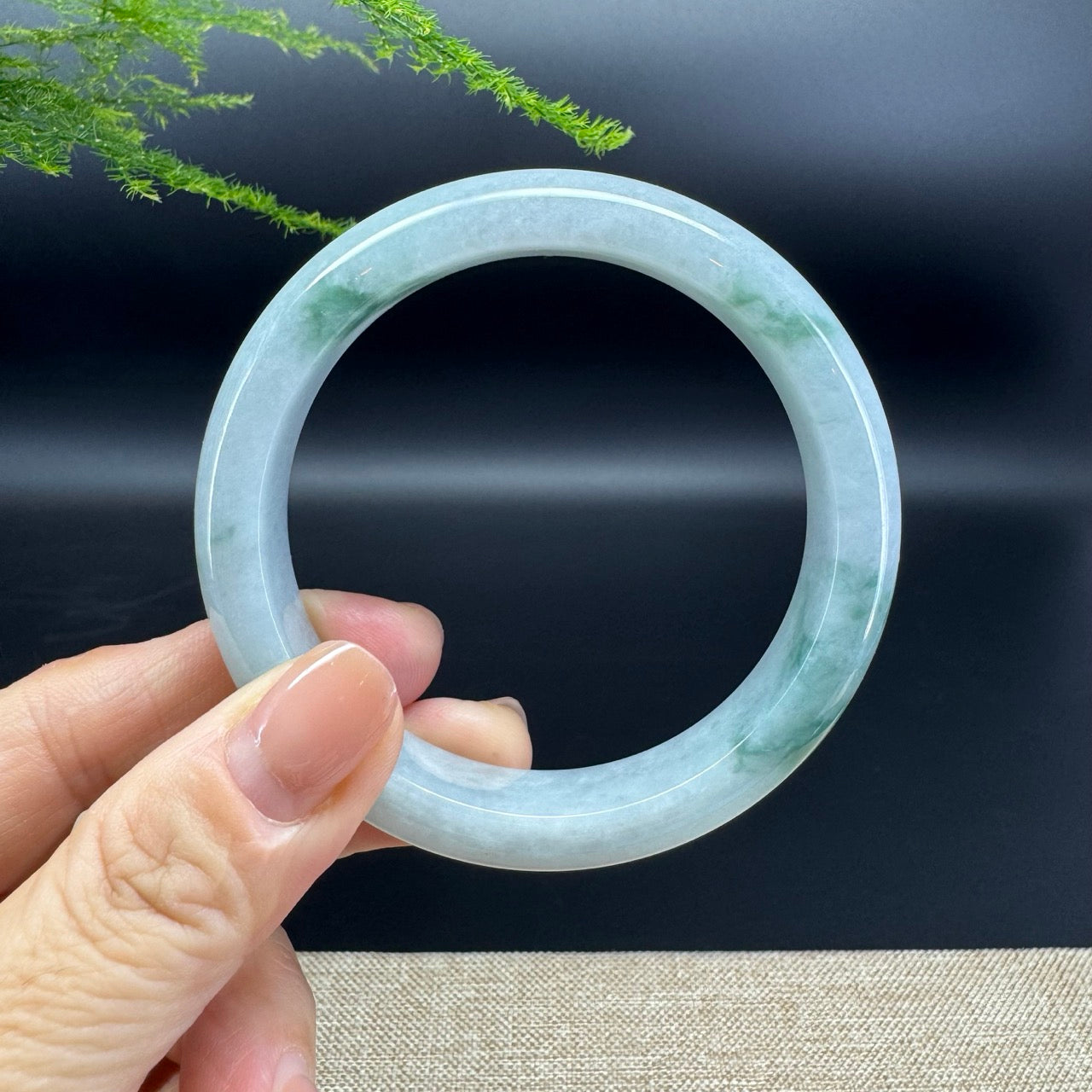 Genuine Burmese Blue Green Jade Jadeite Bangle Bracelet ( 57.6mm )