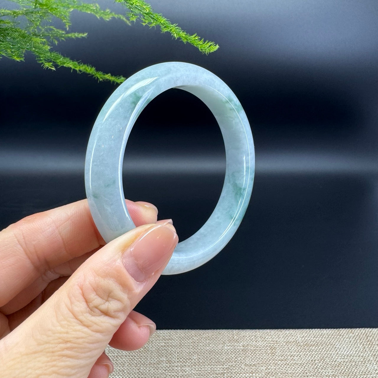 Genuine Burmese Blue Green Jade Jadeite Bangle Bracelet ( 57.6mm )