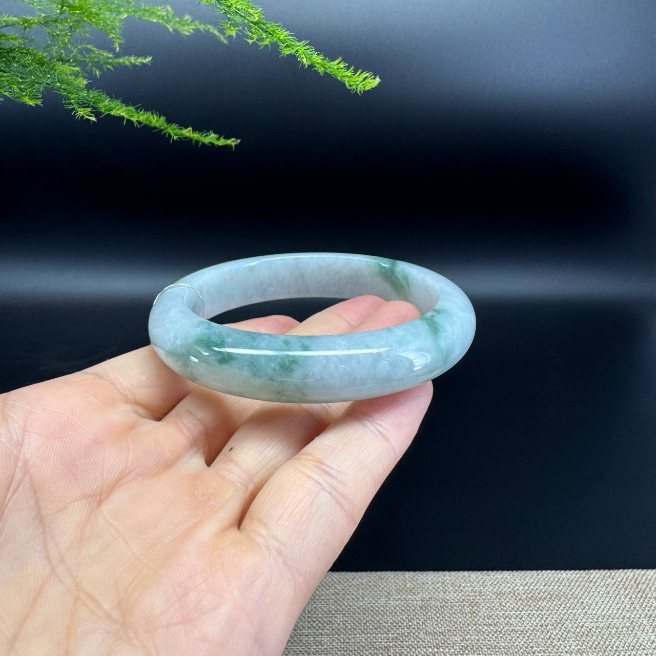 Genuine Burmese Blue Green Jade Jadeite Bangle Bracelet ( 57.6mm )