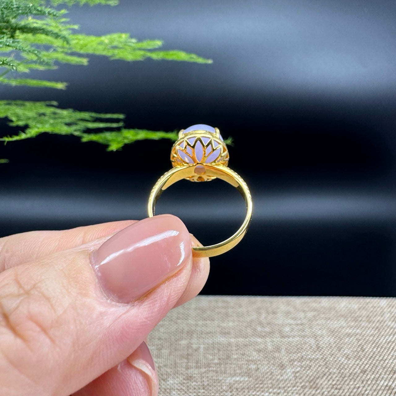 RealJade® "Signature Signet" 18K Yellow Gold  Lavender Jadeite Jade Diamonds Classic Ring