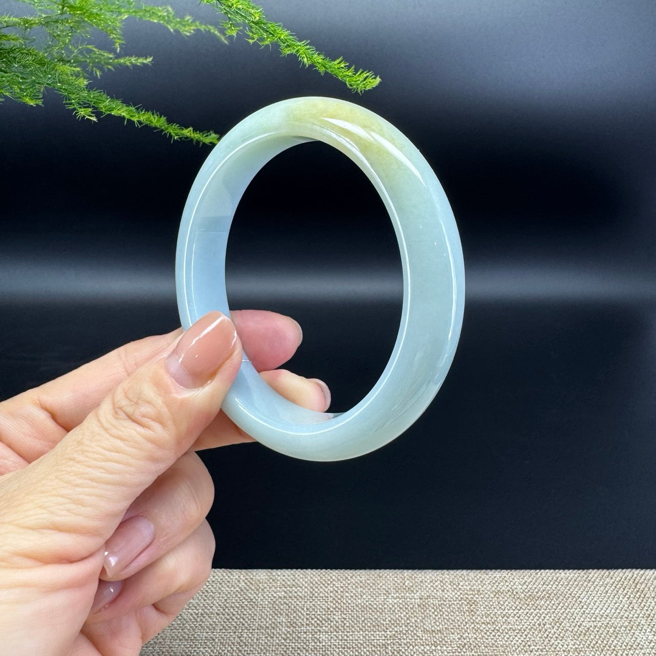 Genuine Burmese Yellow Green Jade Jadeite Bangle Bracelet ( 57.5mm )