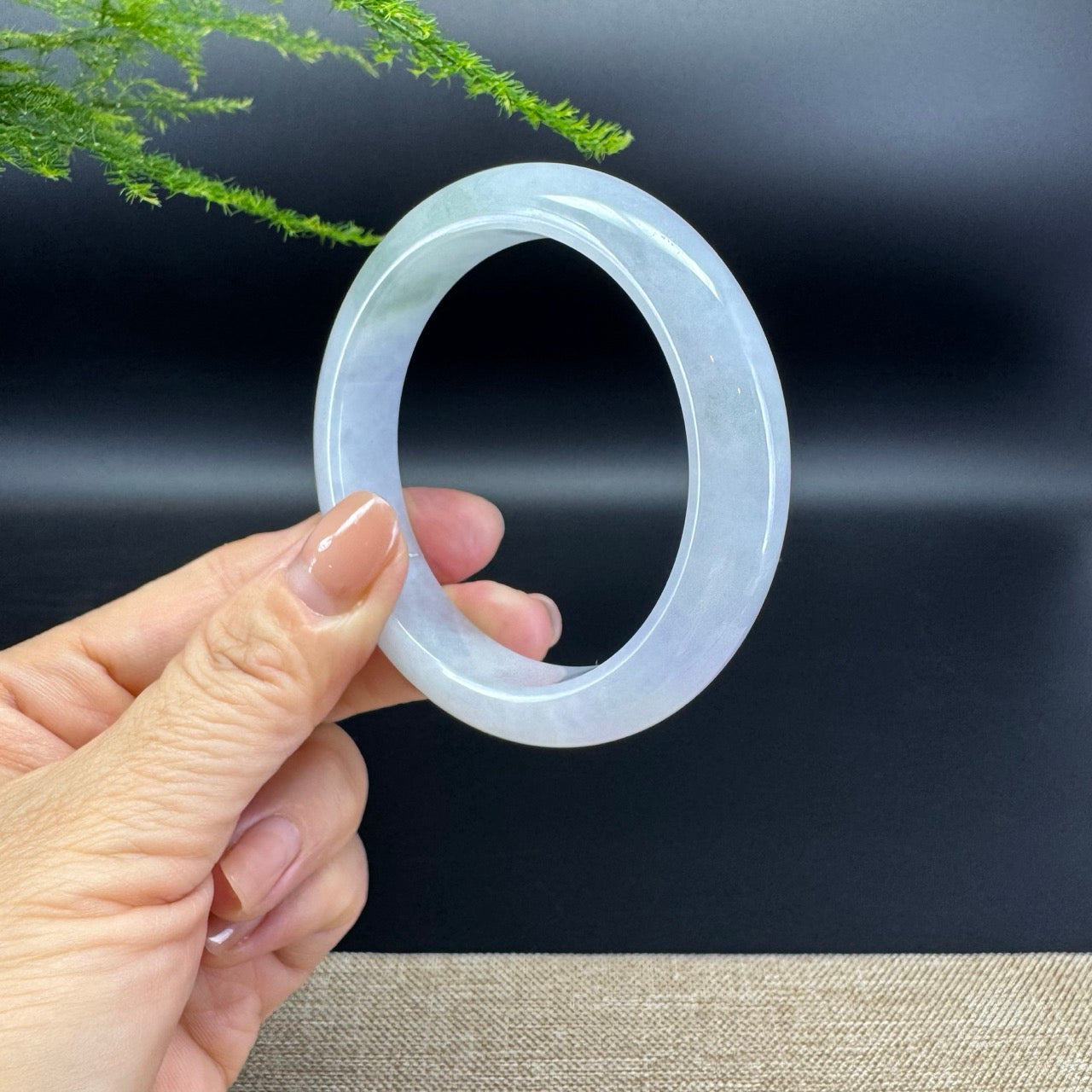 Genuine Burmese Lavender Green Jade Jadeite Bangle Bracelet ( 57.1mm )