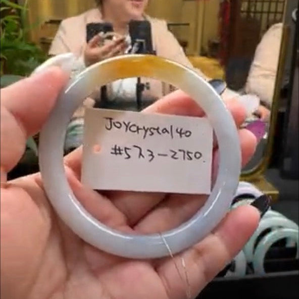 "Live" Natural Honey Yellow Green Jadeite Jade Traditional Bangle (02/27/26)
