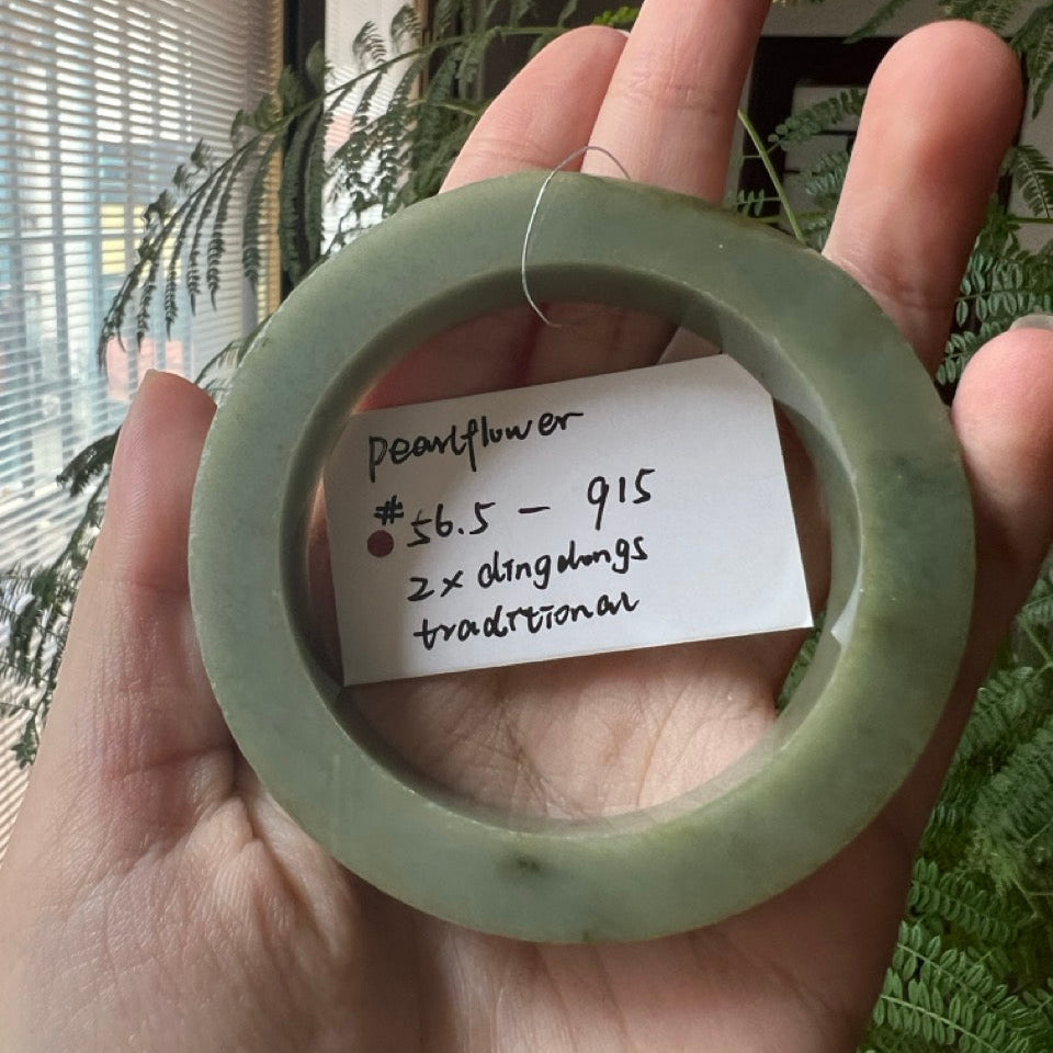 "Live" Natural Matcha Green Jadeite Jade Bangle With Loach Back(05/17/26)