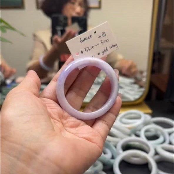 "Live" Natural Lavender Jadeite Jade Bangle(05/17/26)