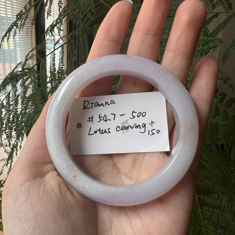 "Live" Natural Lavender Sajin Jadeite Jade Bangle(05/17/26)